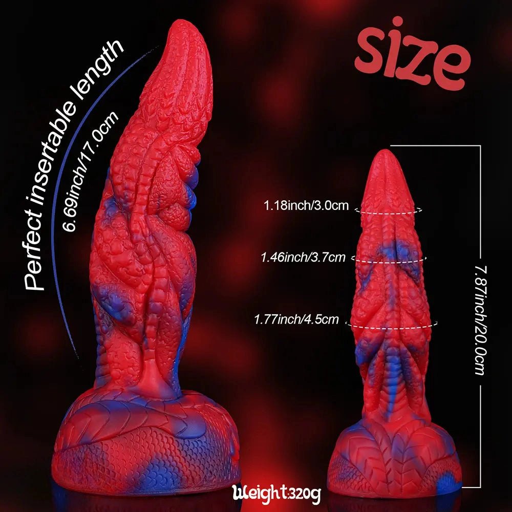 Red and blue dragon scale fantasy dildo, photo 2