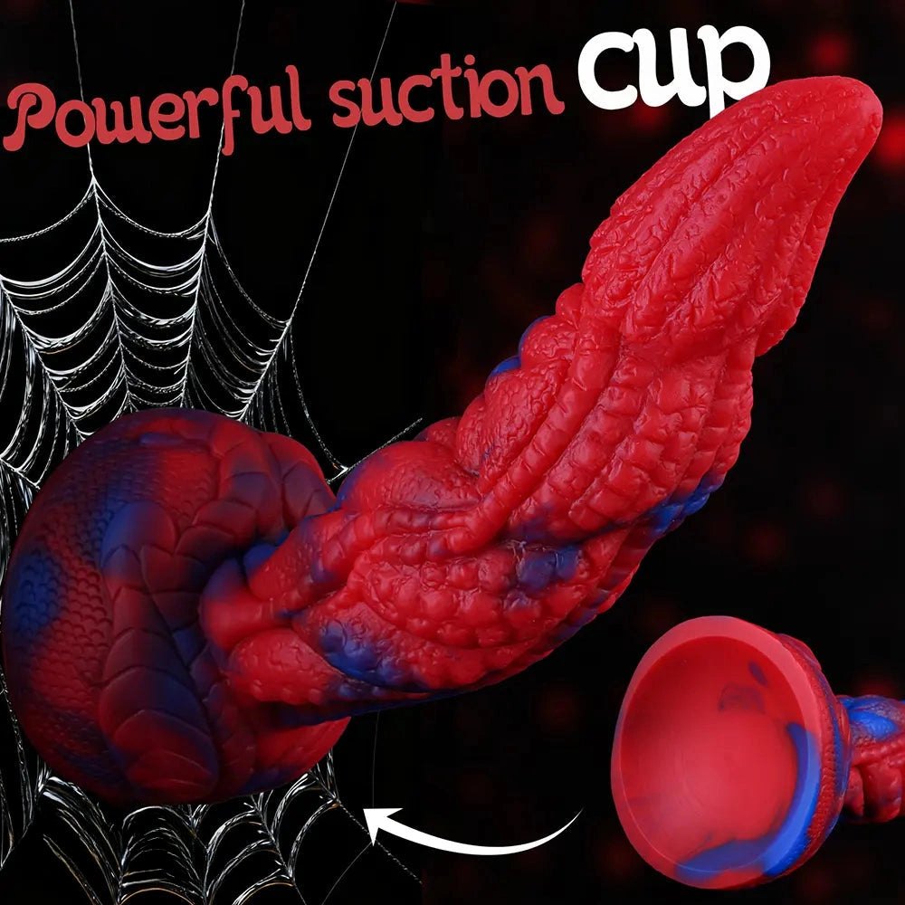 Red and blue dragon scale fantasy dildo, photo 3