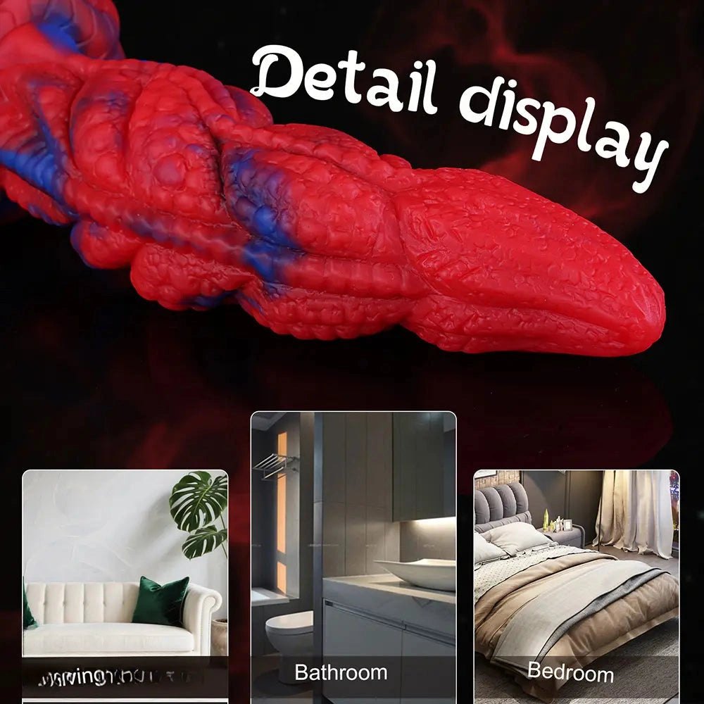 Red and blue dragon scale fantasy dildo, photo 7