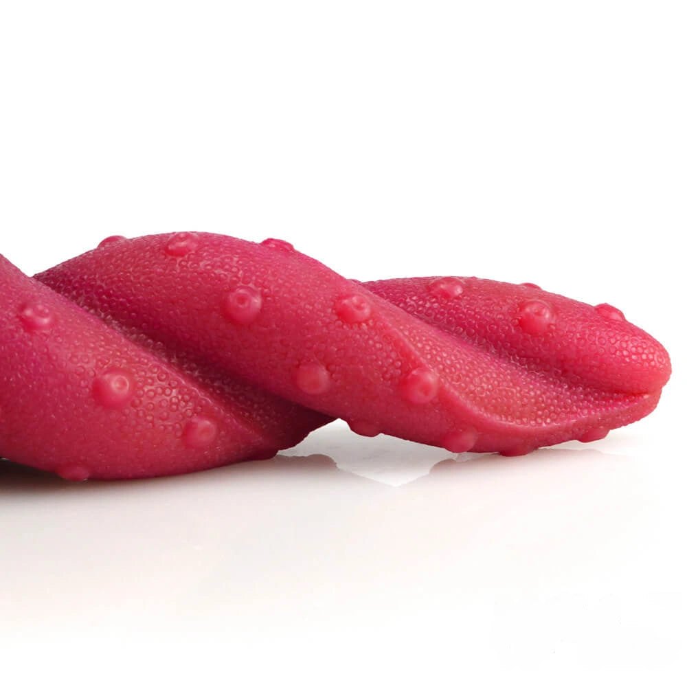 Deep red ombre spiral fantasy dildo, photo 8