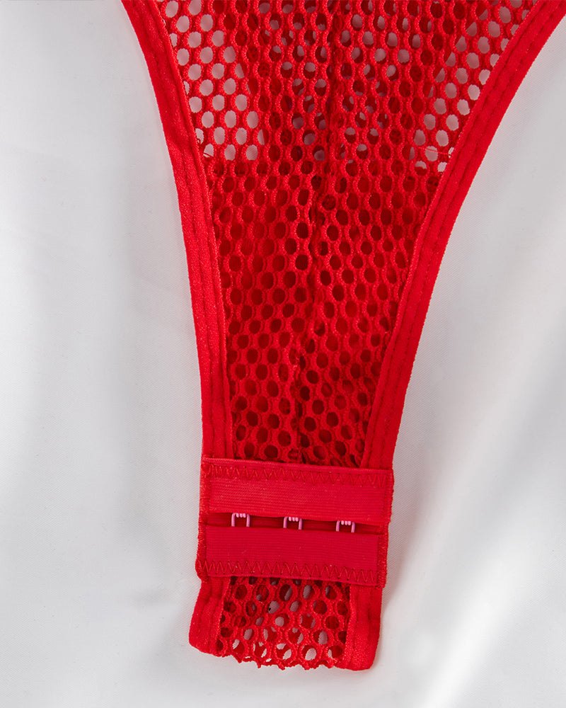 Criss cross open cup fishnet teddy, photo 8