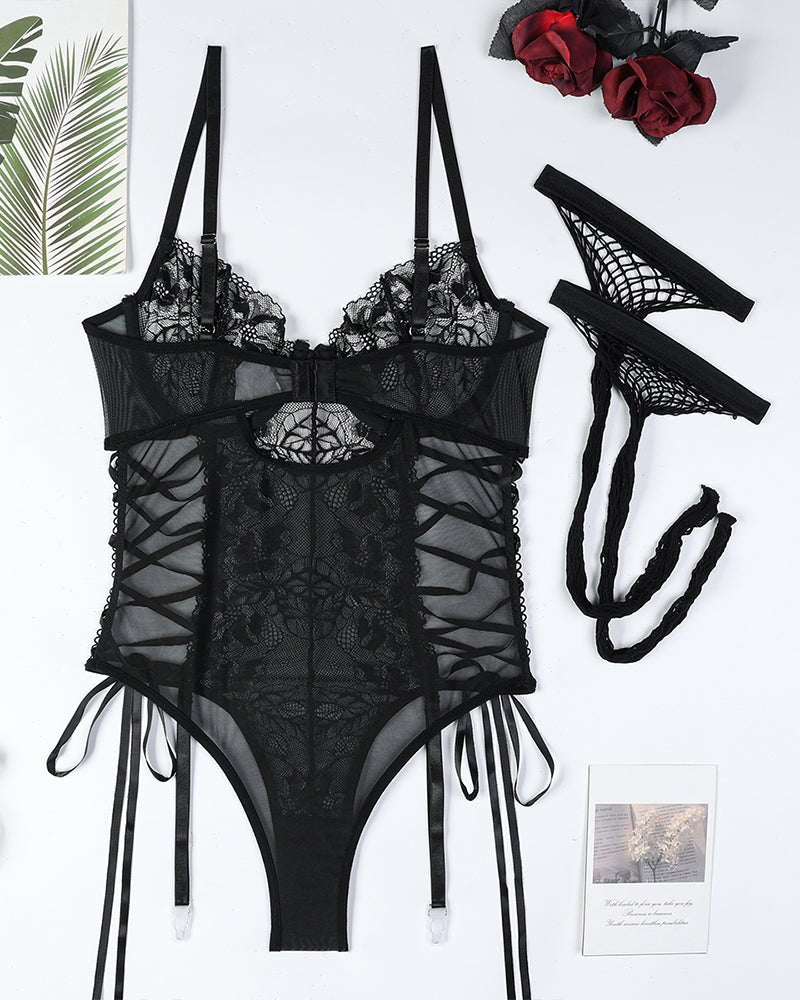 Criss side tie floral lace bodysuit, photo 13