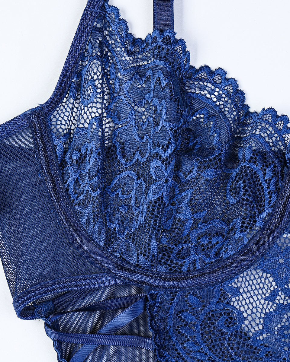 Criss side tie floral lace bodysuit, photo 9