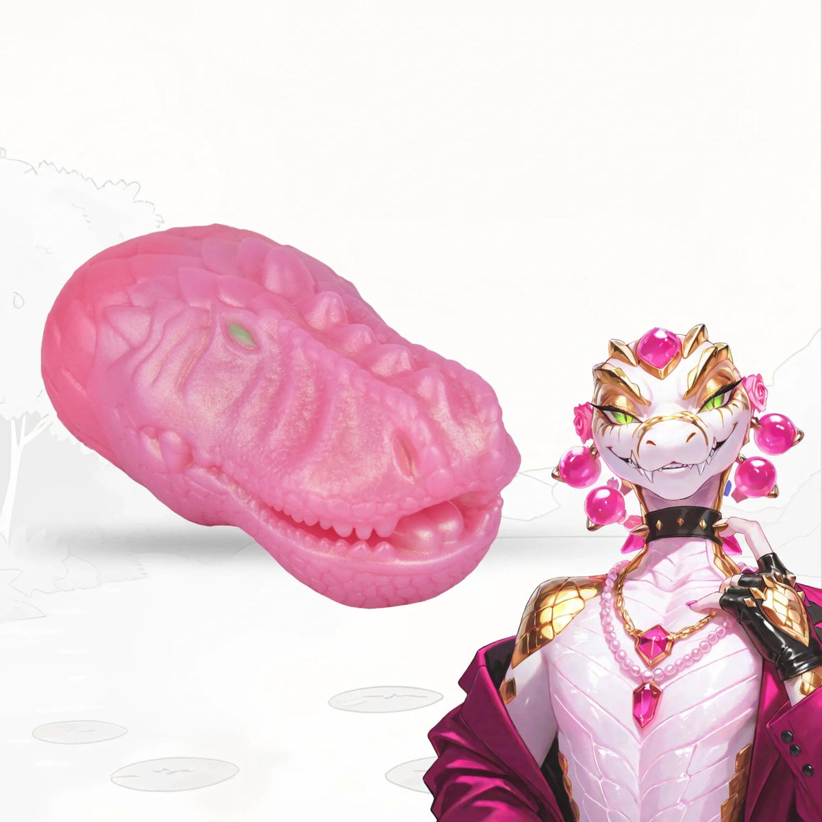 Pink pearl crocodile head onahole, photo 1
