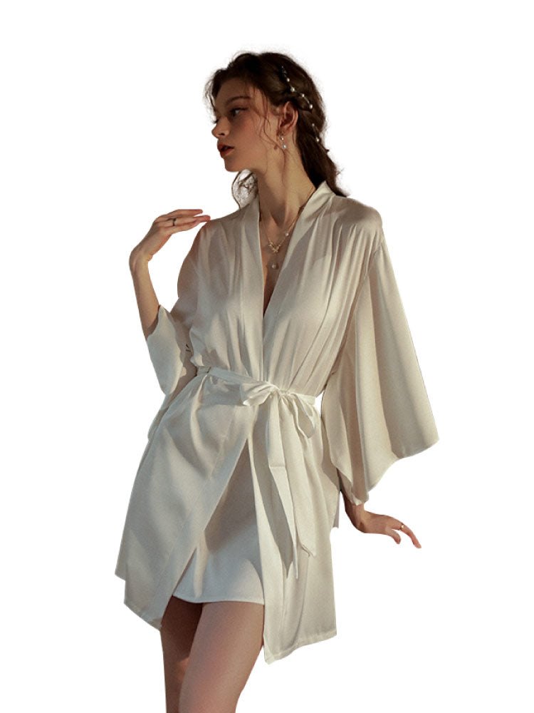 White cross front closure lace nightgown chemise