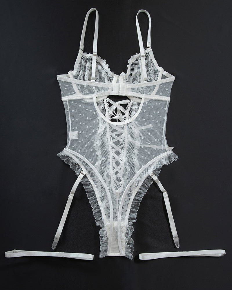 Cross strap cutout lace bodysuit, photo 10