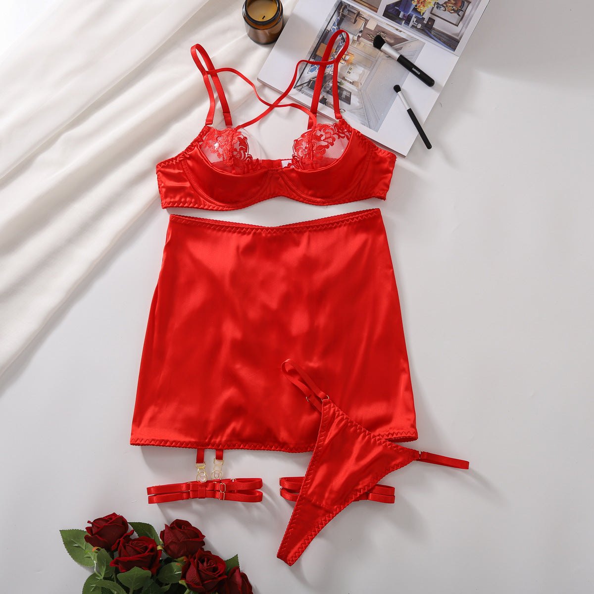 Cross strap harness five piece lingerie set, photo 5