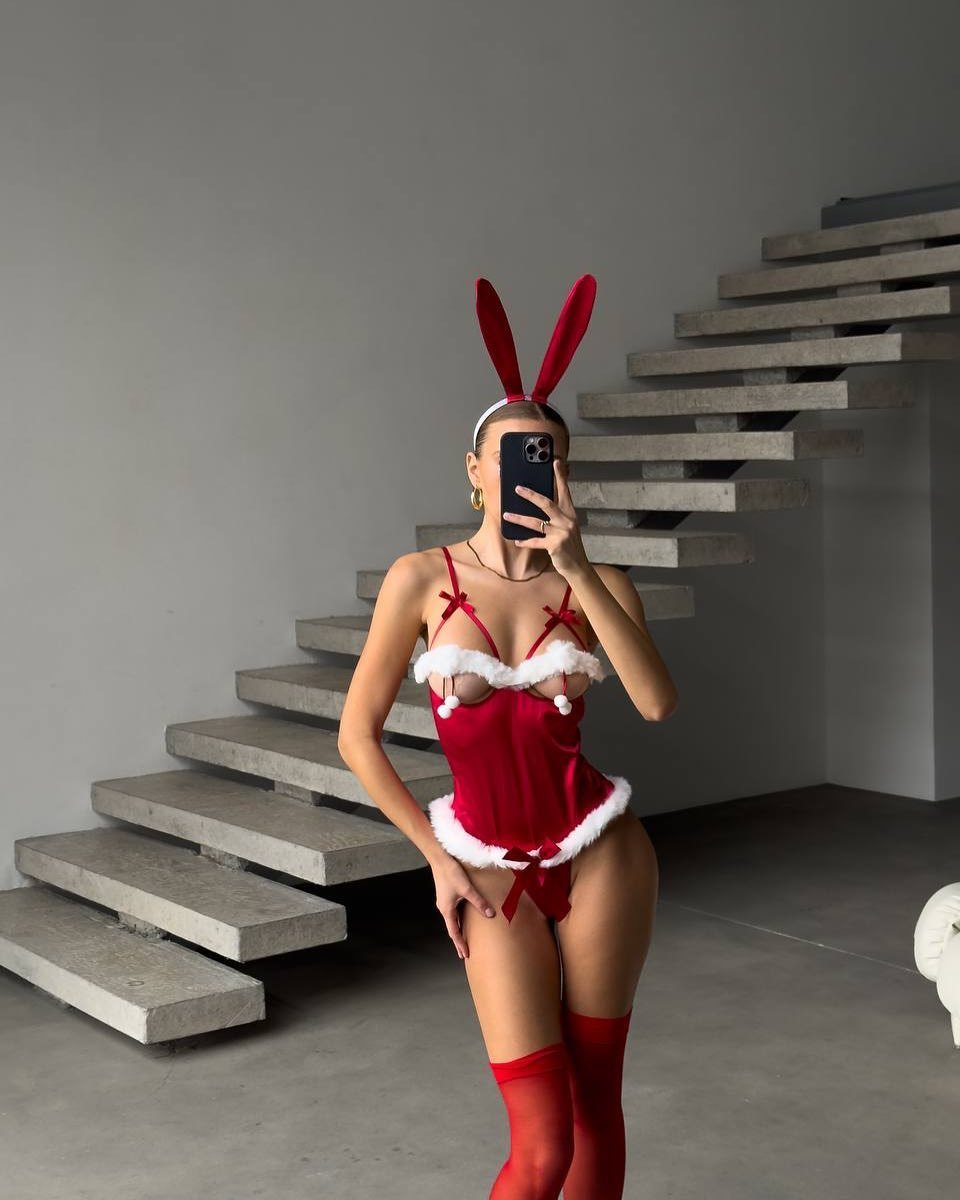 Crotchless holiday lace lingerie set, photo 3