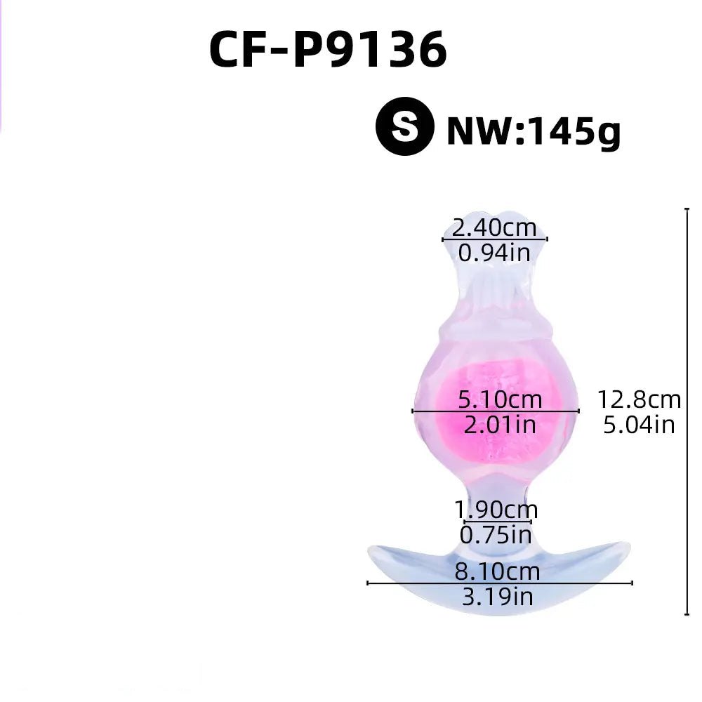 Pink silicone crystal bead butt plug
