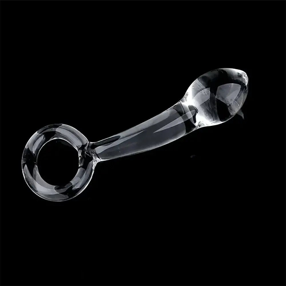 Clear crystal glass pull ring dildo, photo 2