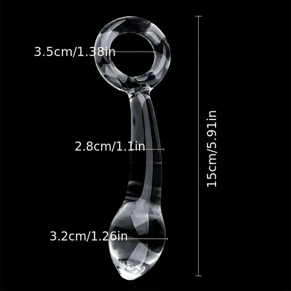 Clear crystal glass pull ring dildo, photo 3