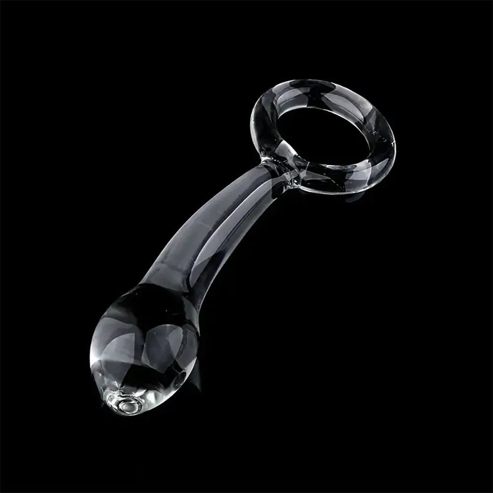 Clear crystal glass pull ring dildo, photo 4