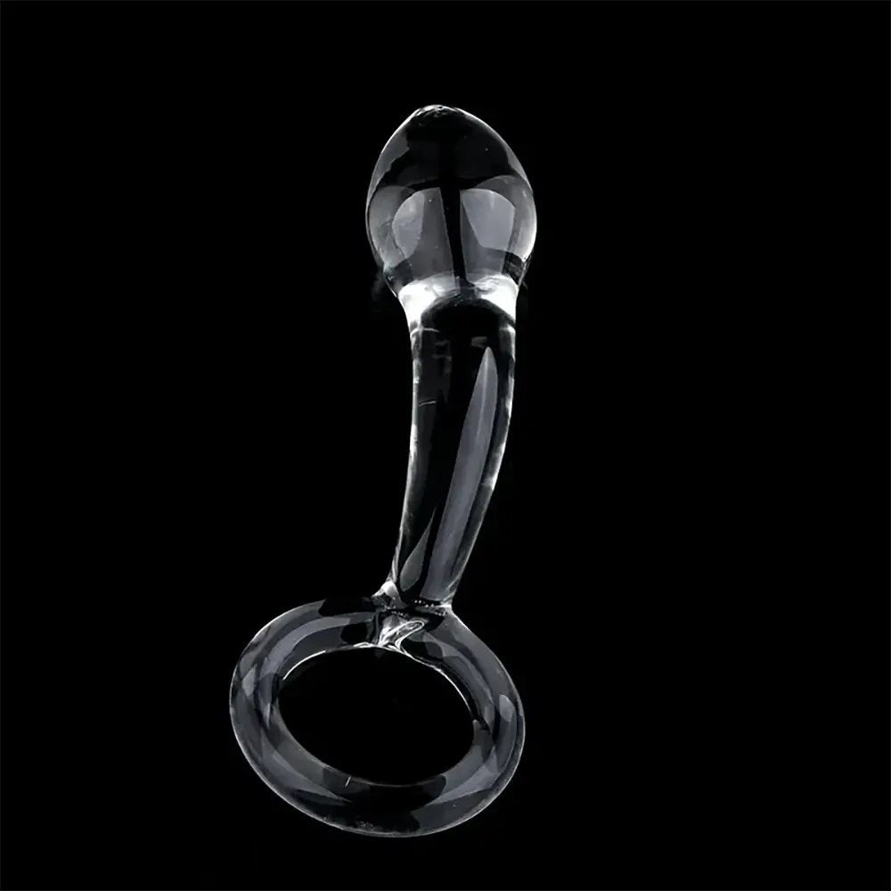 Clear crystal glass pull ring dildo, photo 5