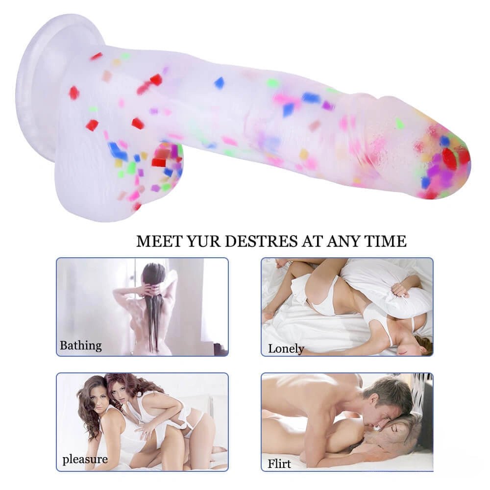Suction cup dildo with sparkle glitter finish, photo 9