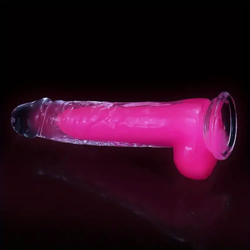 Pink translucent crystal jelly realistic dildo