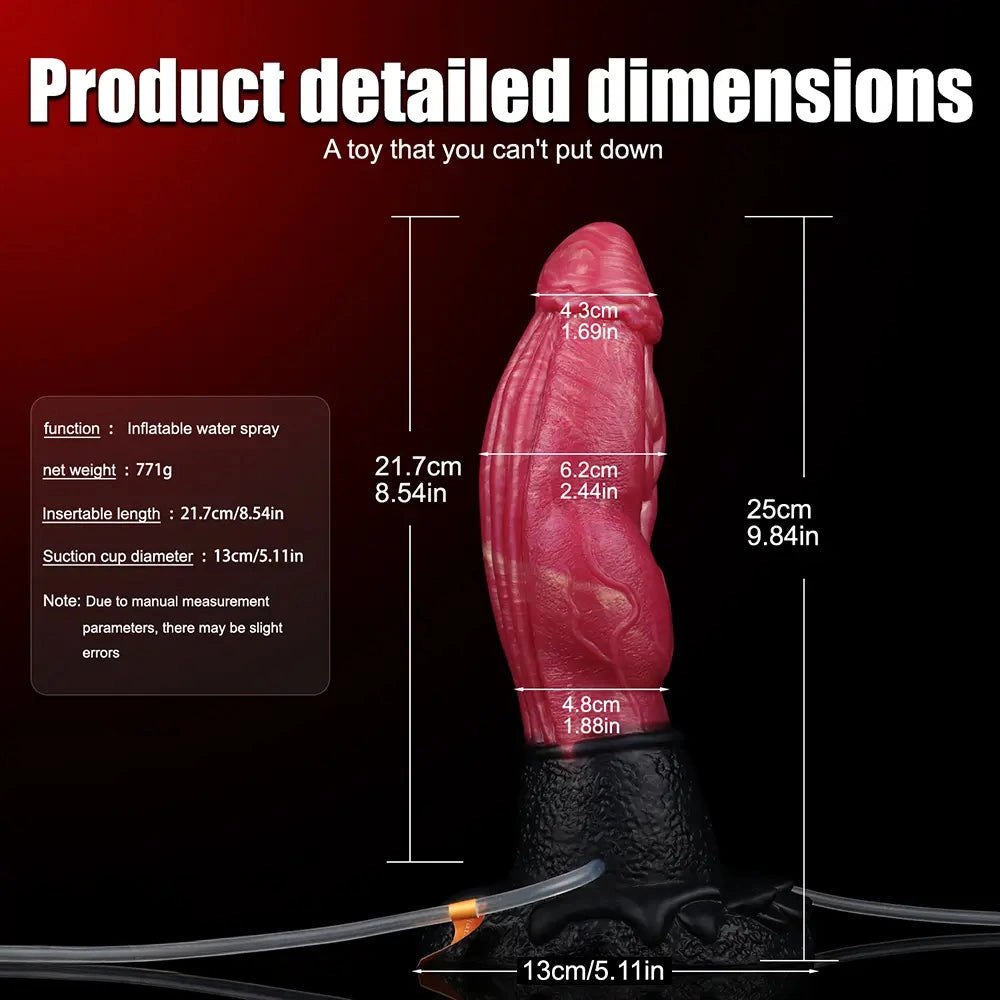 Red knot-base squirting silicone dildo, photo 10