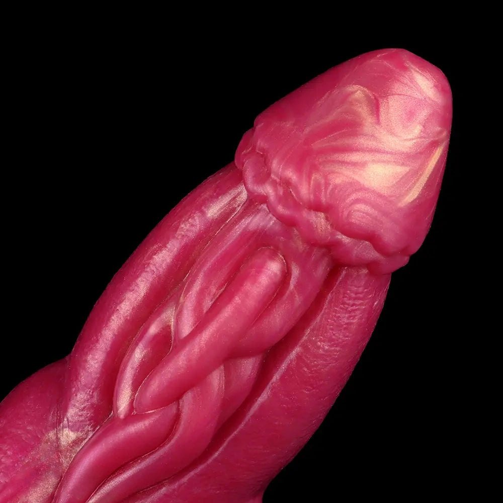 Red knot-base squirting silicone dildo, photo 11