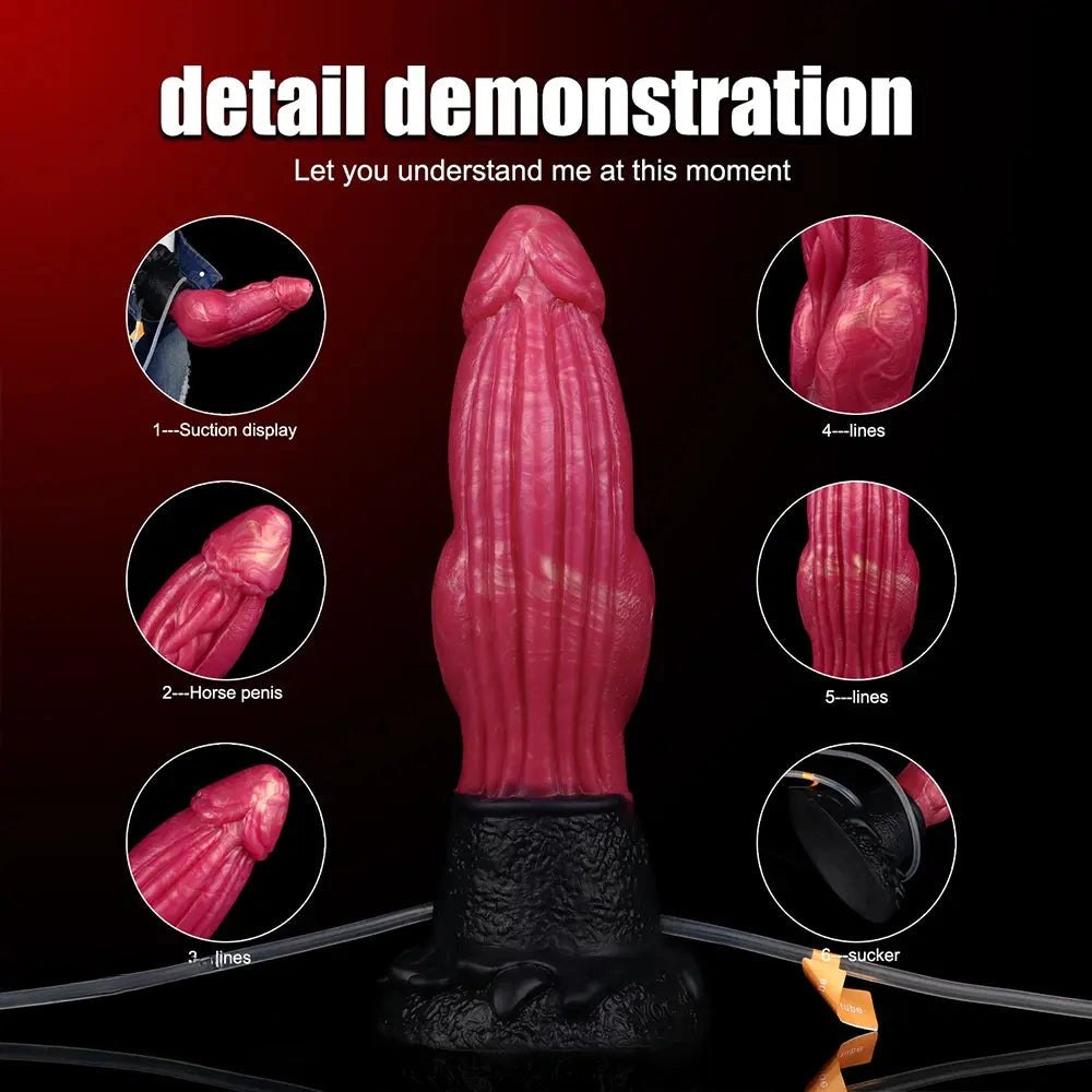 Red knot-base squirting silicone dildo, photo 5