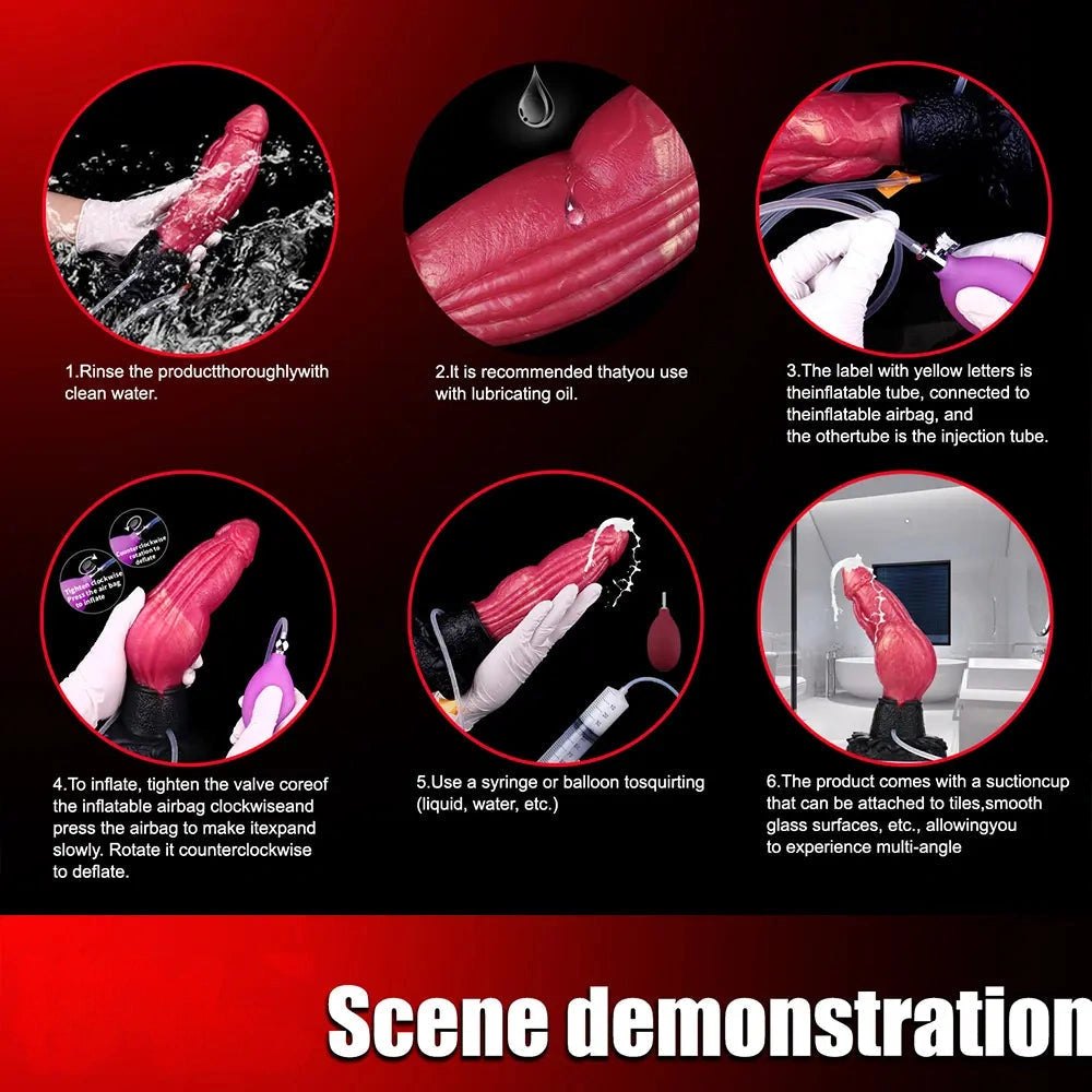 Red knot-base squirting silicone dildo, photo 8