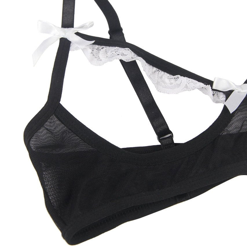 Cupless lace maid costume bra set, photo 12