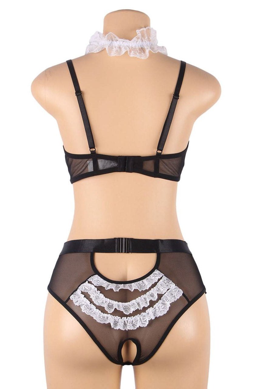 Cupless lace maid costume bra set, photo 9