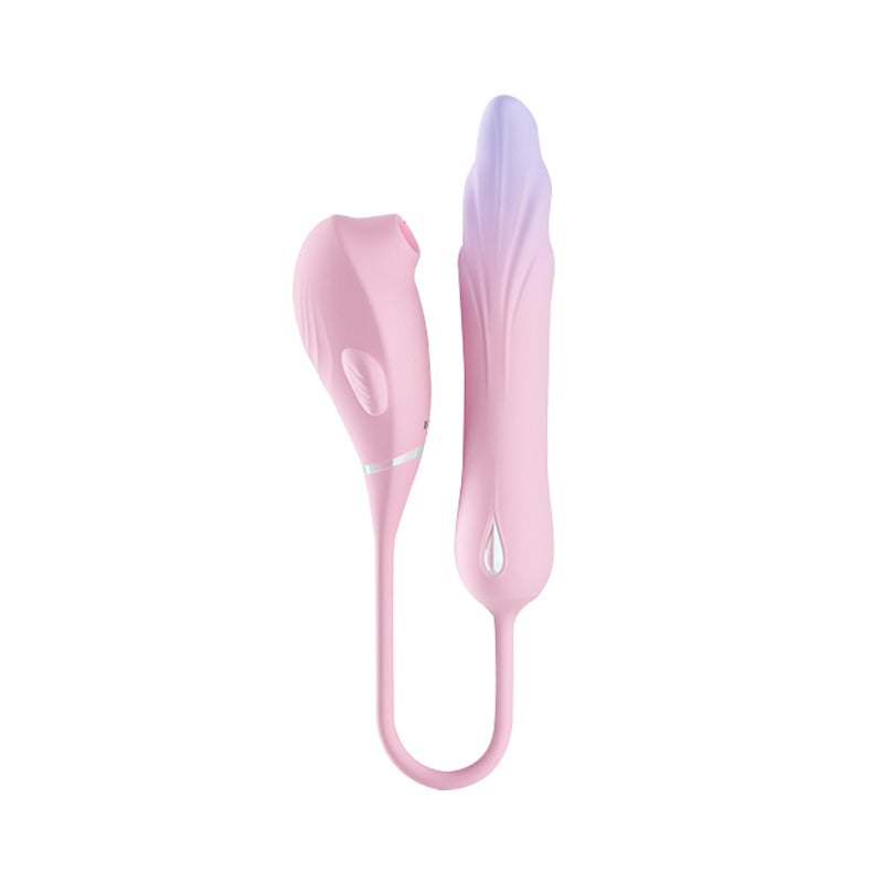 Pink curly tail fish dual point suction toy, photo 1