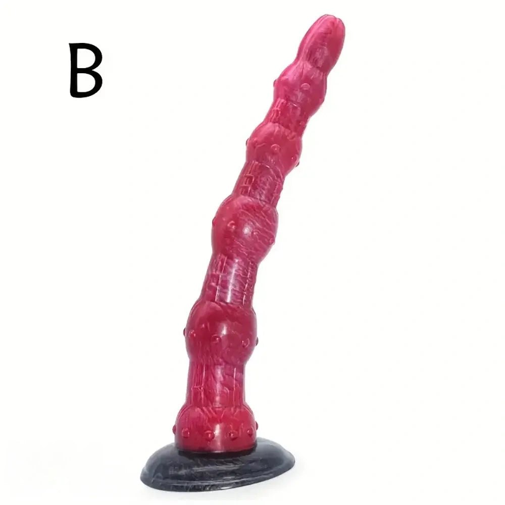 #B curved beaded anal dildo