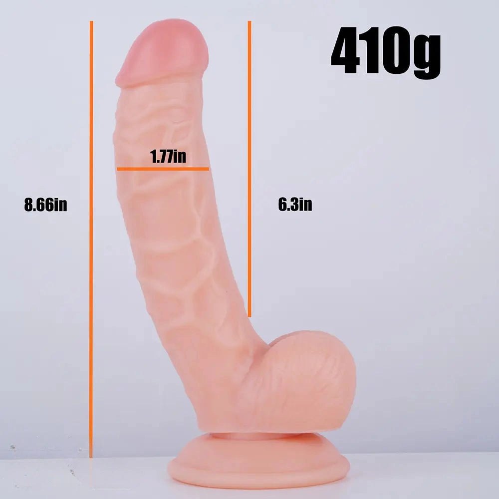 Flesh-tone curved realistic dildo with suction cup base, photo 7
