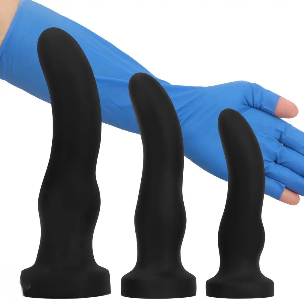 Black curved silicone g-spot dildo, photo 13