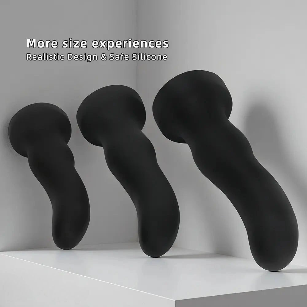 Black curved silicone g-spot dildo, photo 4