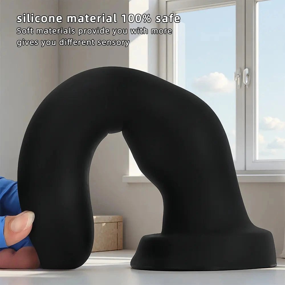 Black curved silicone g-spot dildo, photo 5