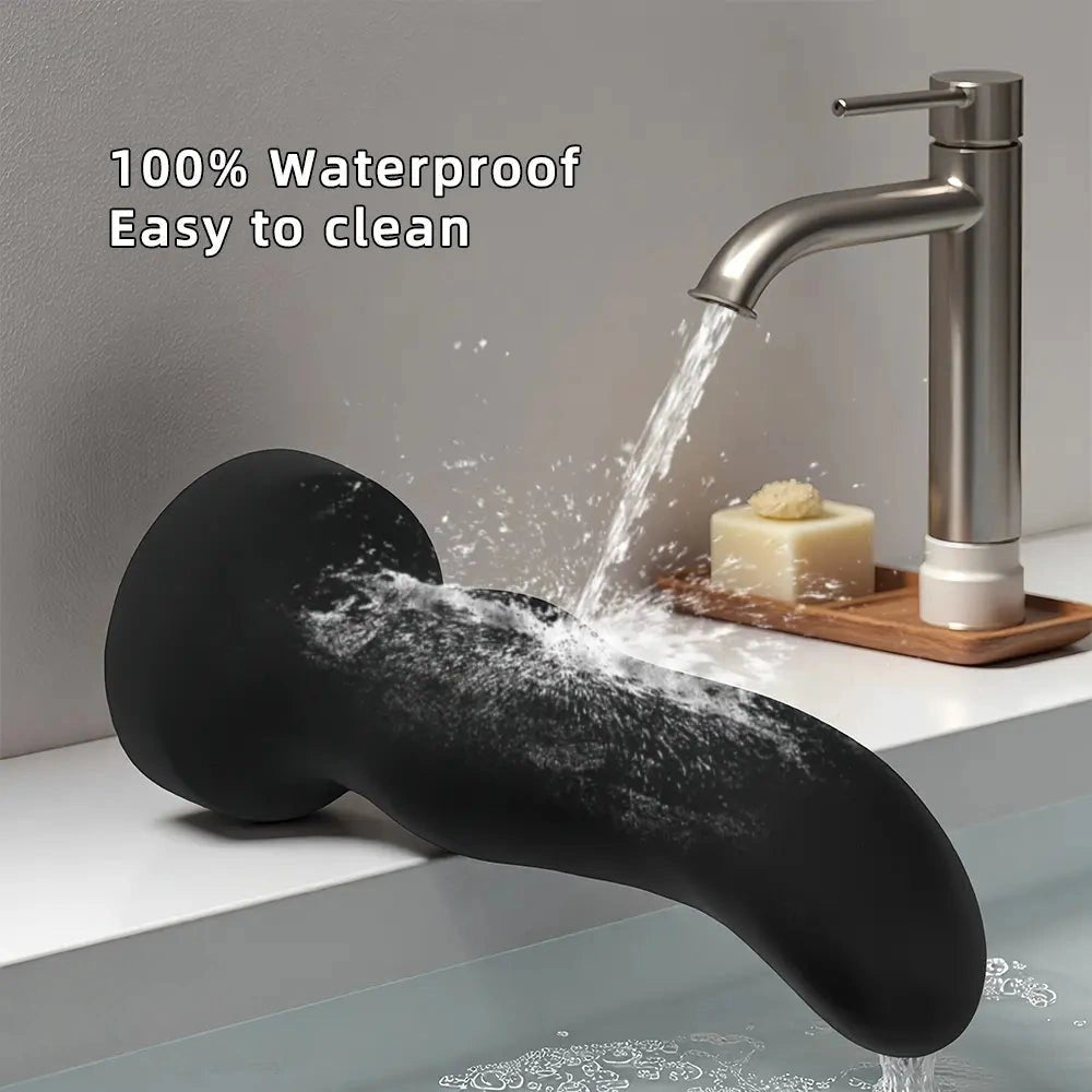 Black curved silicone g-spot dildo, photo 8