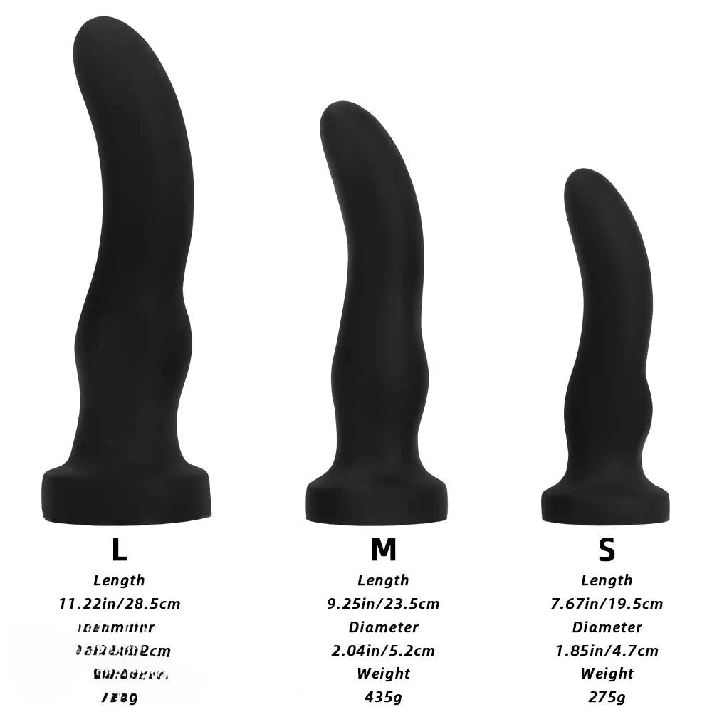 Black curved silicone g-spot dildo, photo 9