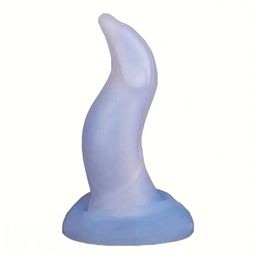 Blue curved silicone g-spot dildo, photo 1