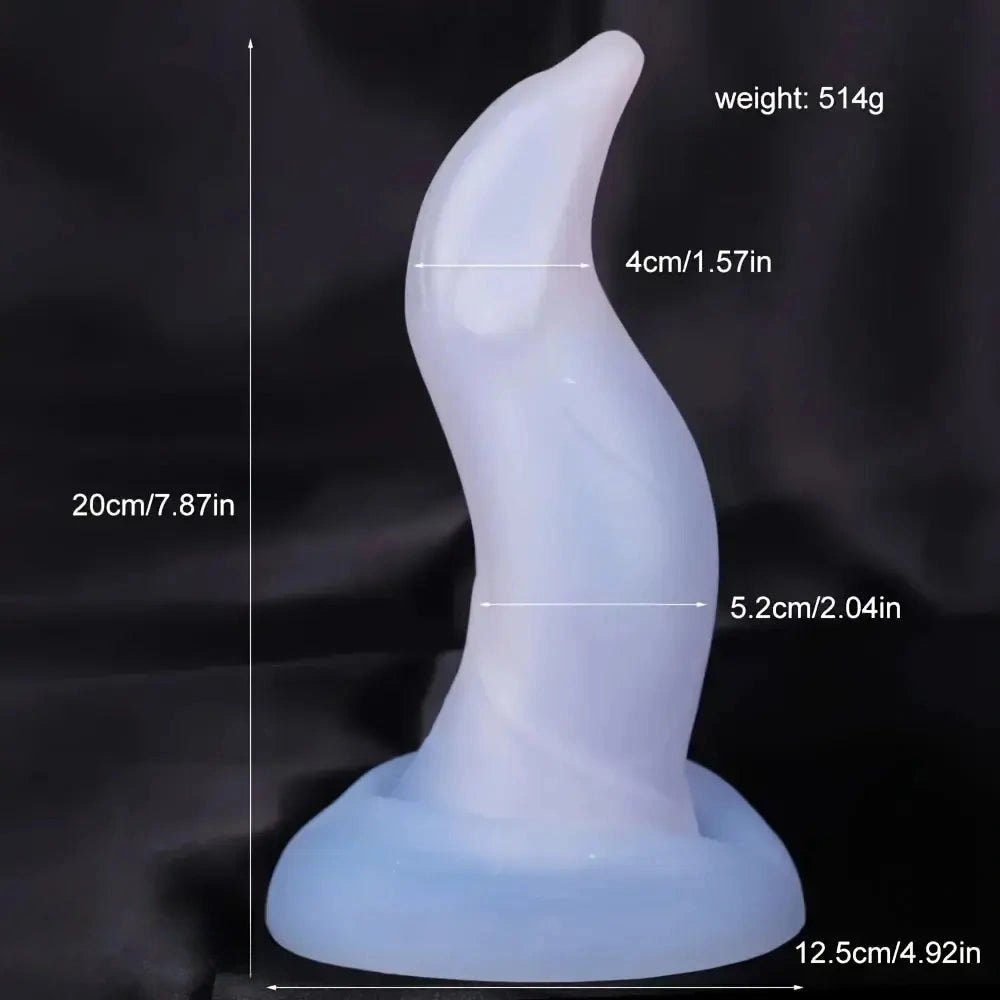 Blue curved silicone g-spot dildo, photo 10