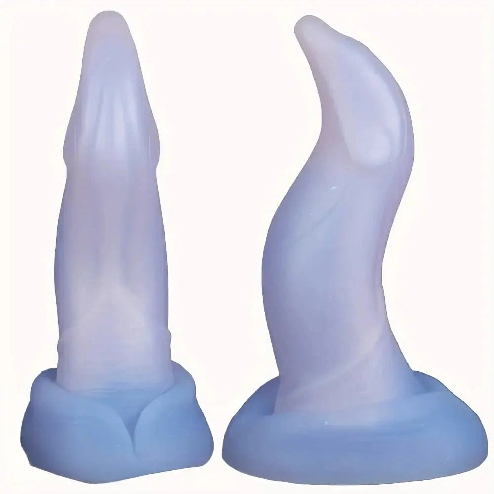 Blue curved silicone g-spot dildo, photo 2