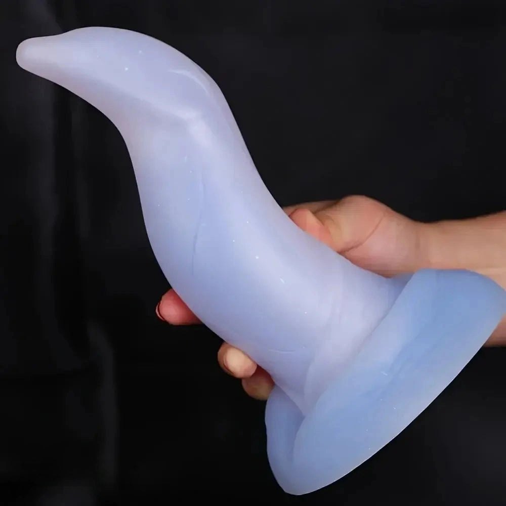 Blue curved silicone g-spot dildo, photo 3