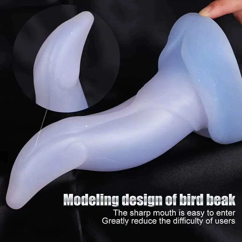 Blue curved silicone g-spot dildo, photo 6