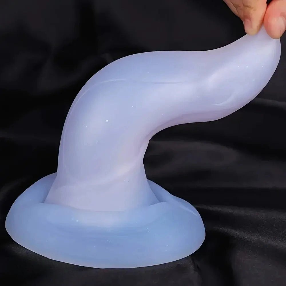 Blue curved silicone g-spot dildo, photo 7