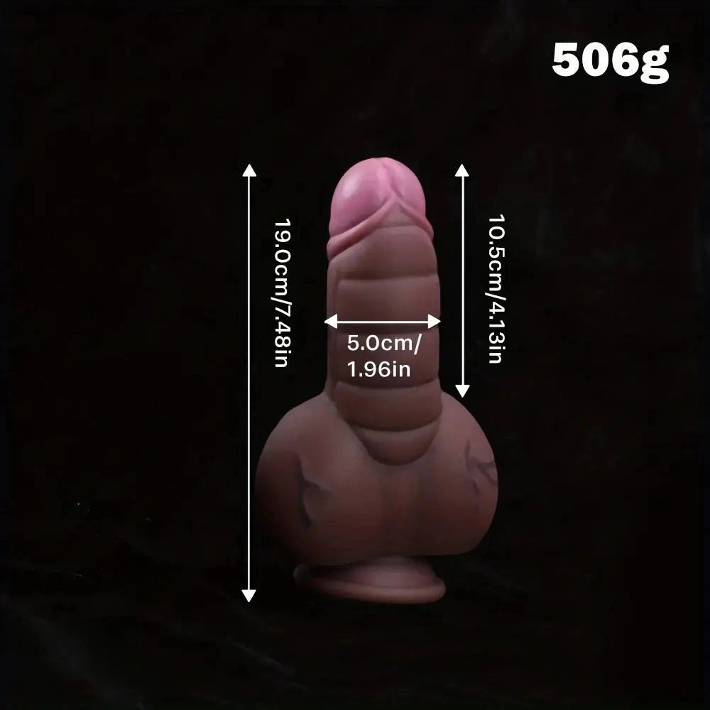 Curved bulbous thick silicone fantasy dildo, photo 2
