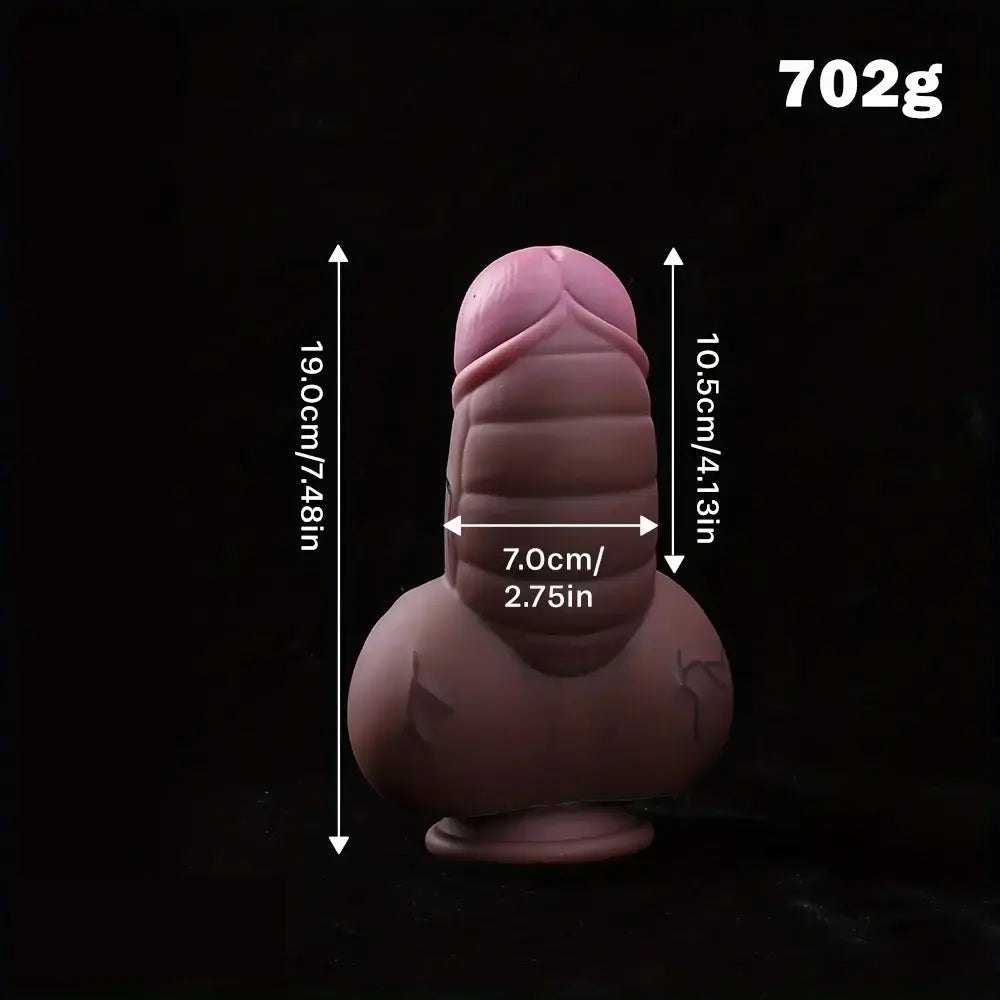 Curved bulbous thick silicone fantasy dildo, photo 3