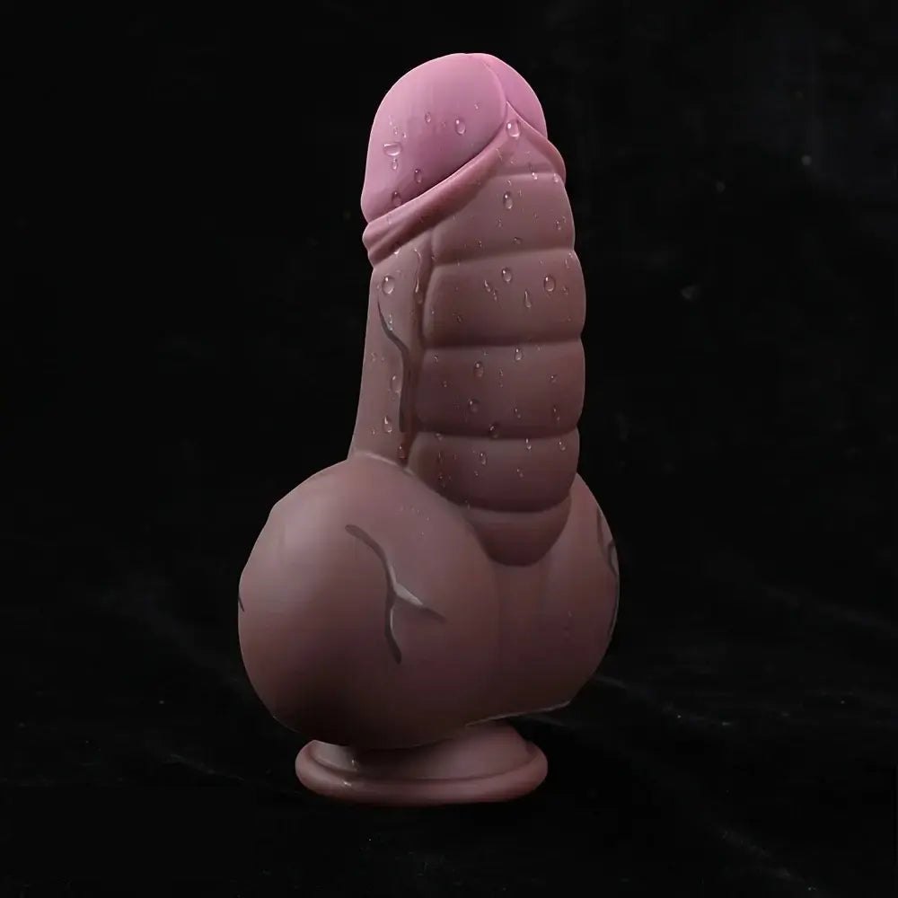 Curved bulbous thick silicone fantasy dildo, photo 4
