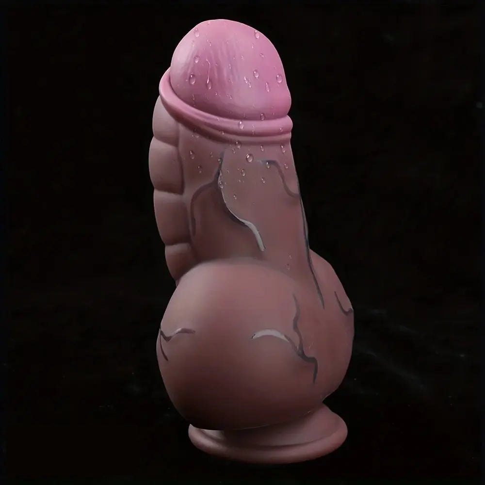 Curved bulbous thick silicone fantasy dildo, photo 6