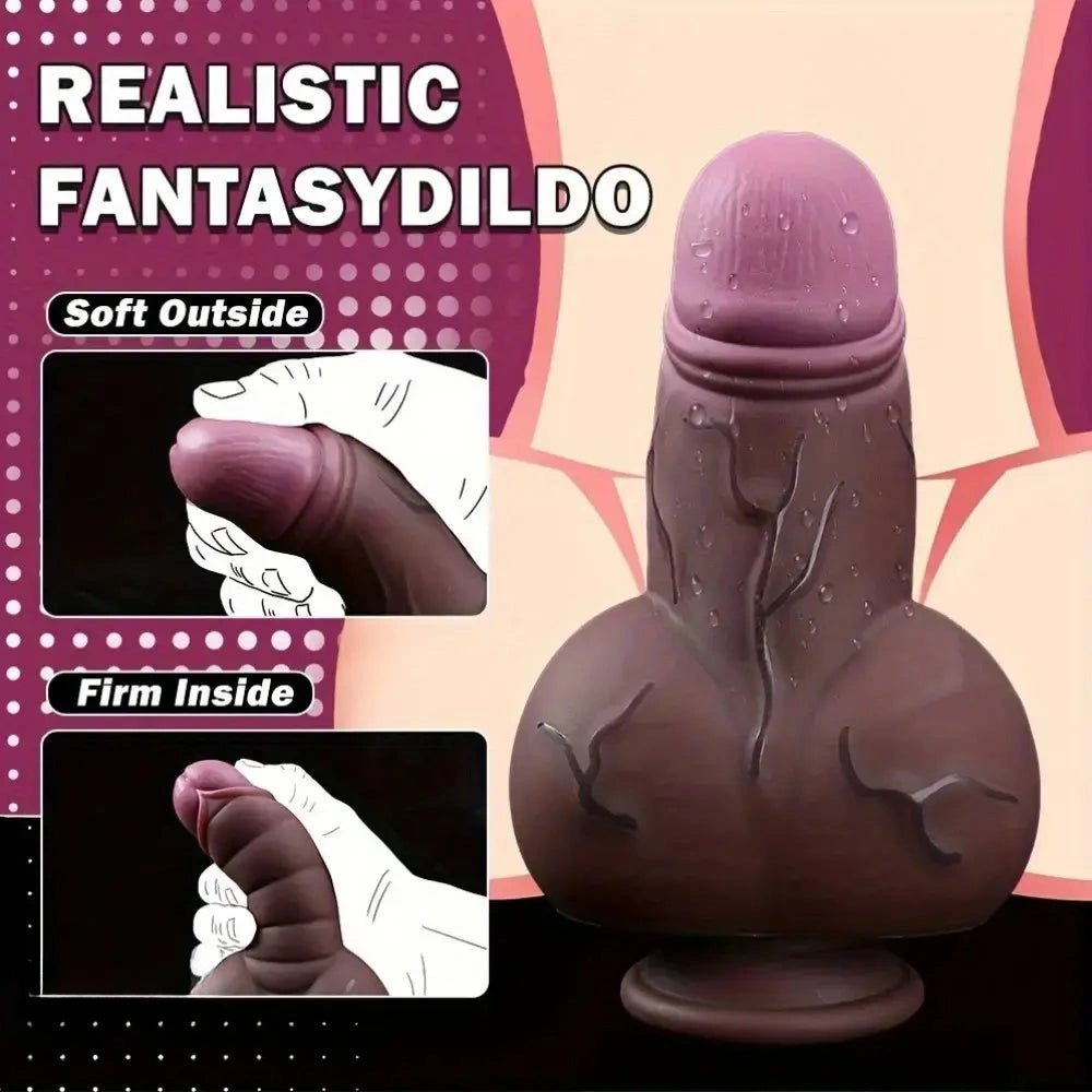 Curved bulbous thick silicone fantasy dildo, photo 7