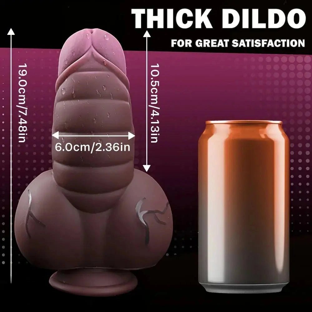 Curved bulbous thick silicone fantasy dildo, photo 8