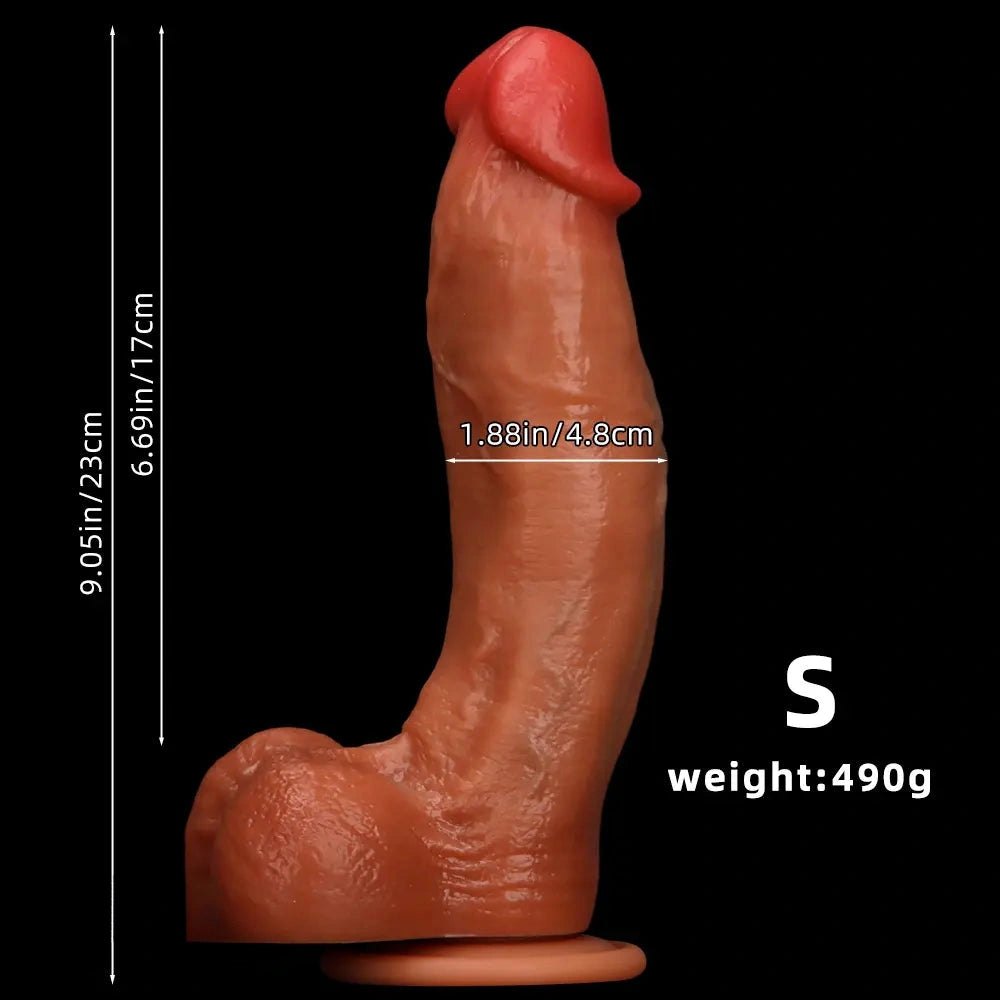 Coffee brown curved silicone g-spot dildo, photo 10