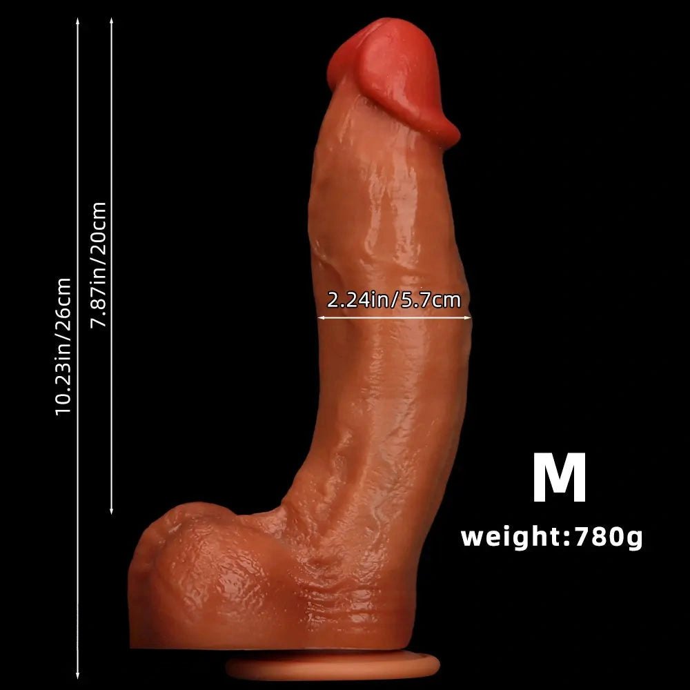 Coffee brown curved silicone g-spot dildo, photo 11