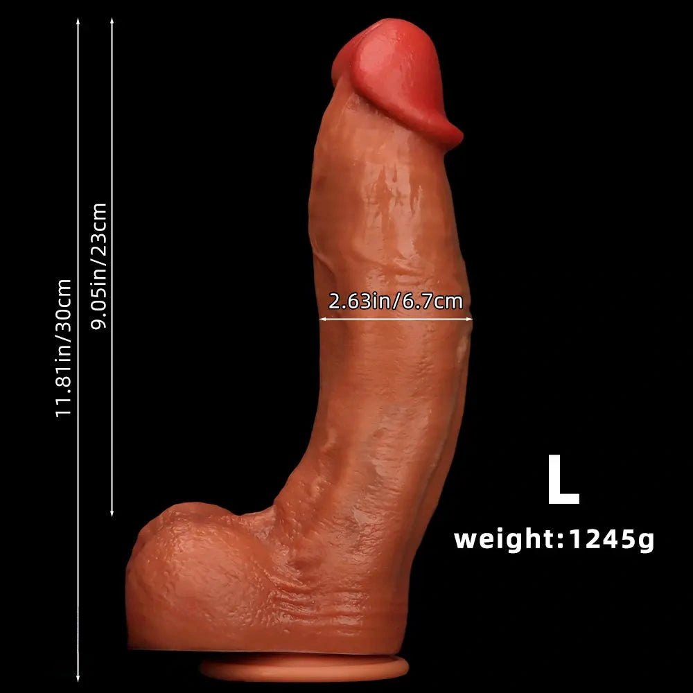 Coffee brown curved silicone g-spot dildo, photo 12
