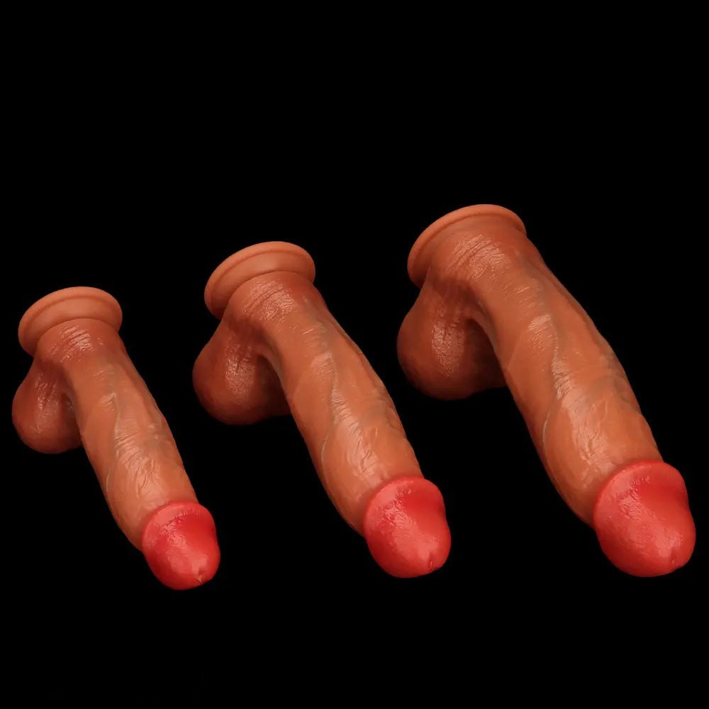 Coffee brown curved silicone g-spot dildo, photo 14