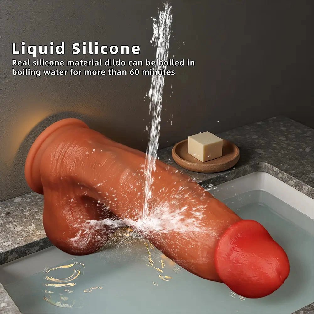 Coffee brown curved silicone g-spot dildo, photo 8